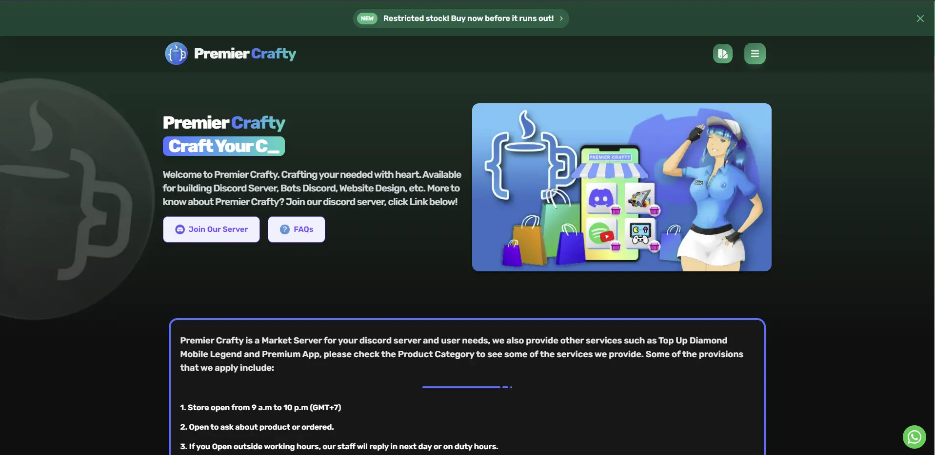 Premier Crafty E-commerce screenshot